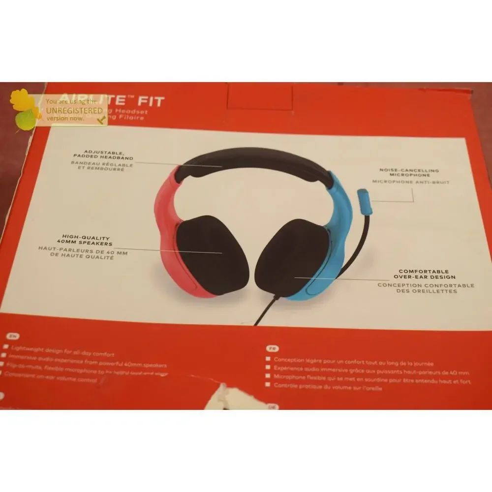 Turtle Beach Nintendo Switch Airlite Fit Wired Gaming Headset Neon Blue/Red